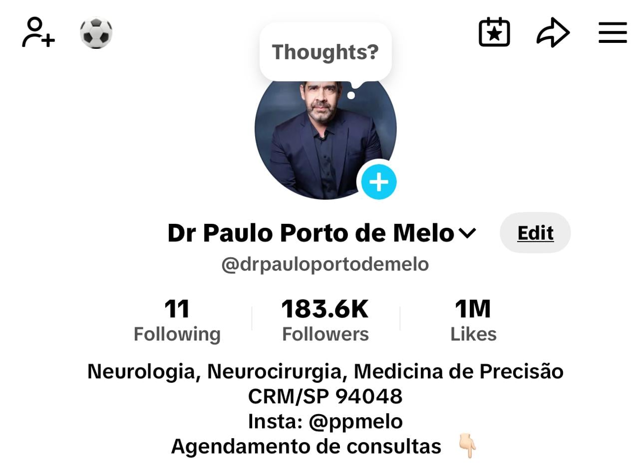 TikTok do Dr. Paulo, mais de 183 mil seguidores